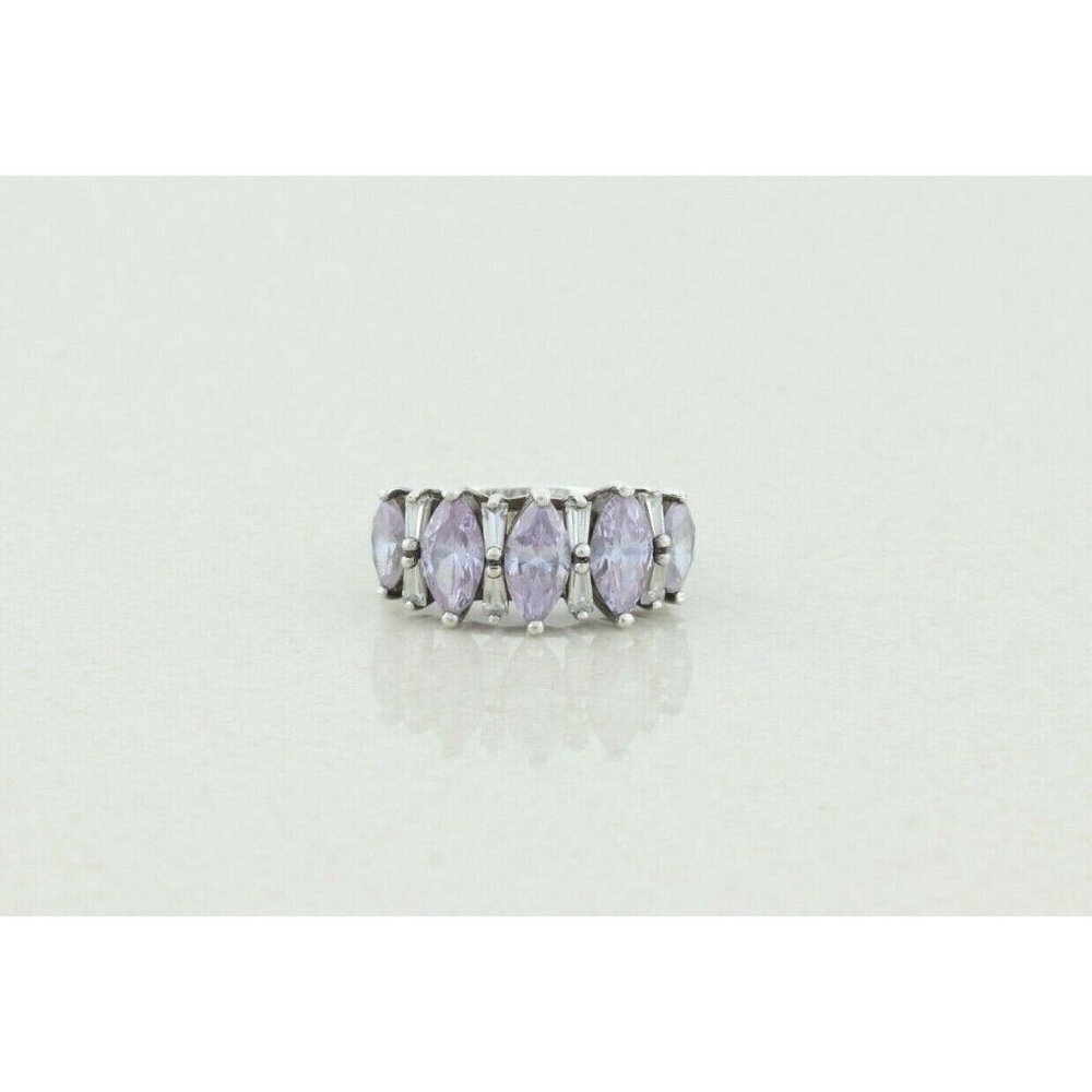 Sterling Silver Purple and White CZ Ring Size 7 1/4 - Picture 5 of 8